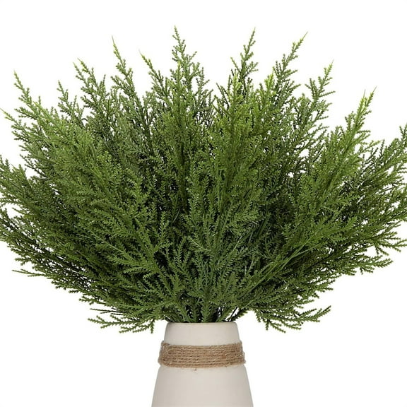 Triani 20Pcs Artificial Pine Stems 12.6 Inch Faux Pine Greenery Stems Fake Christmas Greenery Stems Plastic Pine Picks for Garland Wreath Tree Home DIY Xmas Decor (Green)