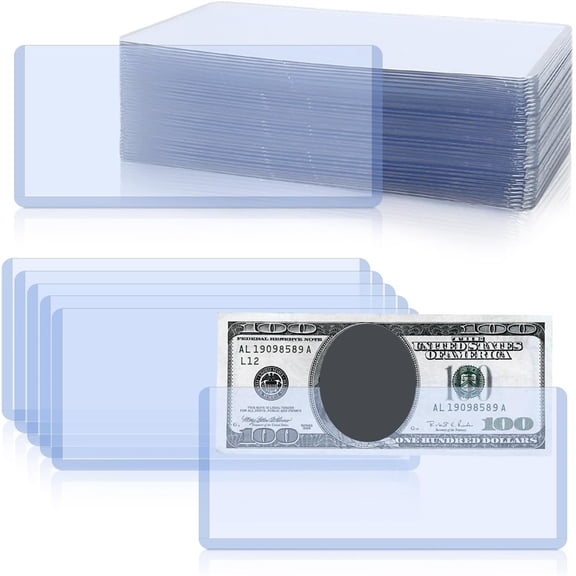Triani 24Pcs Currency Topload Holder 6.8" x 2.9" Protective Hard Plastic Clear Money Holder for Regular Bills Protector Case Supplies