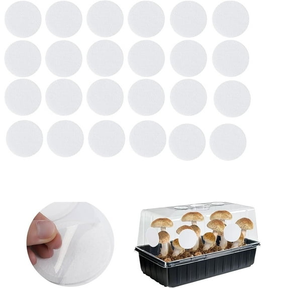 Triani 24Pcs Monotub Adhesive Filter Disks 2.95" Synthetic Filter Disc Wide Mouth Circular Adhesive Patch Sticker for Mushroom Growing