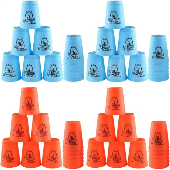 Triani 24Pcs Sport Stacking Cups Set Quick Stacking Cups Set Speed Training Games Sport Stacking Cups Safe Material Idea for Stack Games Lover(Blue,Red)
