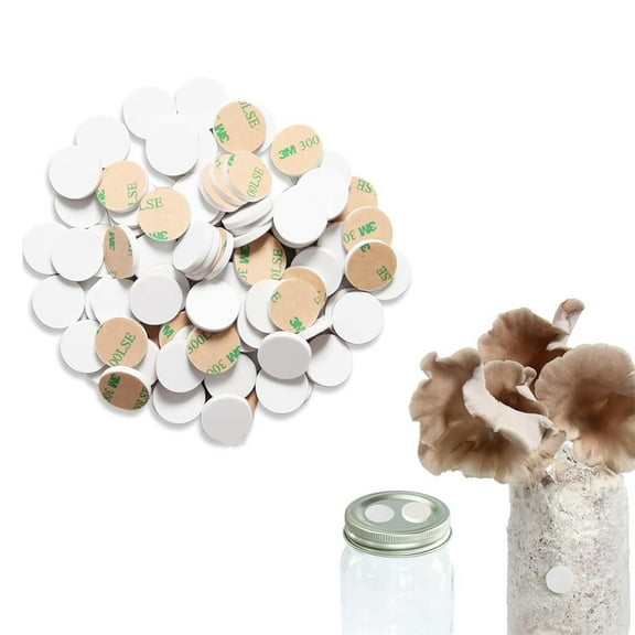Triani 24Pcs Synthetic Filter Paper Stickers 2.55" Filter Disc Wide Mouth Circular Adhesive Patch Sticker Used For Mushroom Cultivation Place