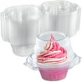 thumbnail image 1 of Triani 25 Pcs Individual Plastic Cupcake Containers Disposable with Connected Airtight Dome Lid Single Cupcake Holder Food Container for Desserts To-Go Fruit Bread Party Favor Cake, 1 of 7
