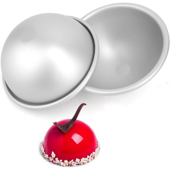 Triani 2Pcs Aluminum Nonstick Hemisphere Pan 4 Inch Nonstick Ball Shaped Cake Pan Half Ball Cake Pan for Birthday Wedding Anniversary DIY Cakes Bakeware Tools