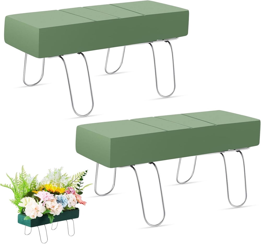 Triani 2Pcs Headstone Flower Saddle Artificial Cemetery Flower Saddles 11.81" Cemetery Headstone Saddle with Floral Foam for Grave Headstone Cemetery Floral Decorations