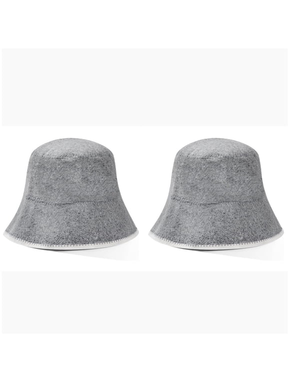 2Pcs Sauna Cap Wool Hat to Protect Hair Keep Head Hair from Hot Steam Men Hat Eco-Friendly Insulating Headgear for Spa(Grey)