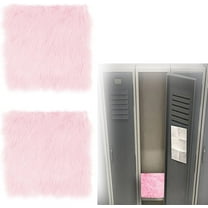 Triani 2Pcs School Locker Rugs 12" x 12" Mini Locker Decorations Square Fluffy Area Carpet with Non Slip Backing for Middle School Locker Decor(Pink)