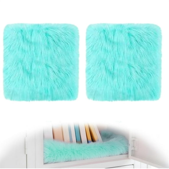 Triani 2Pcs School Locker Rugs 12" x 12" Square Plush Cushion Fluffy Area Rug for Tabletop Photography Home Decor Product Display(Lake Blue)
