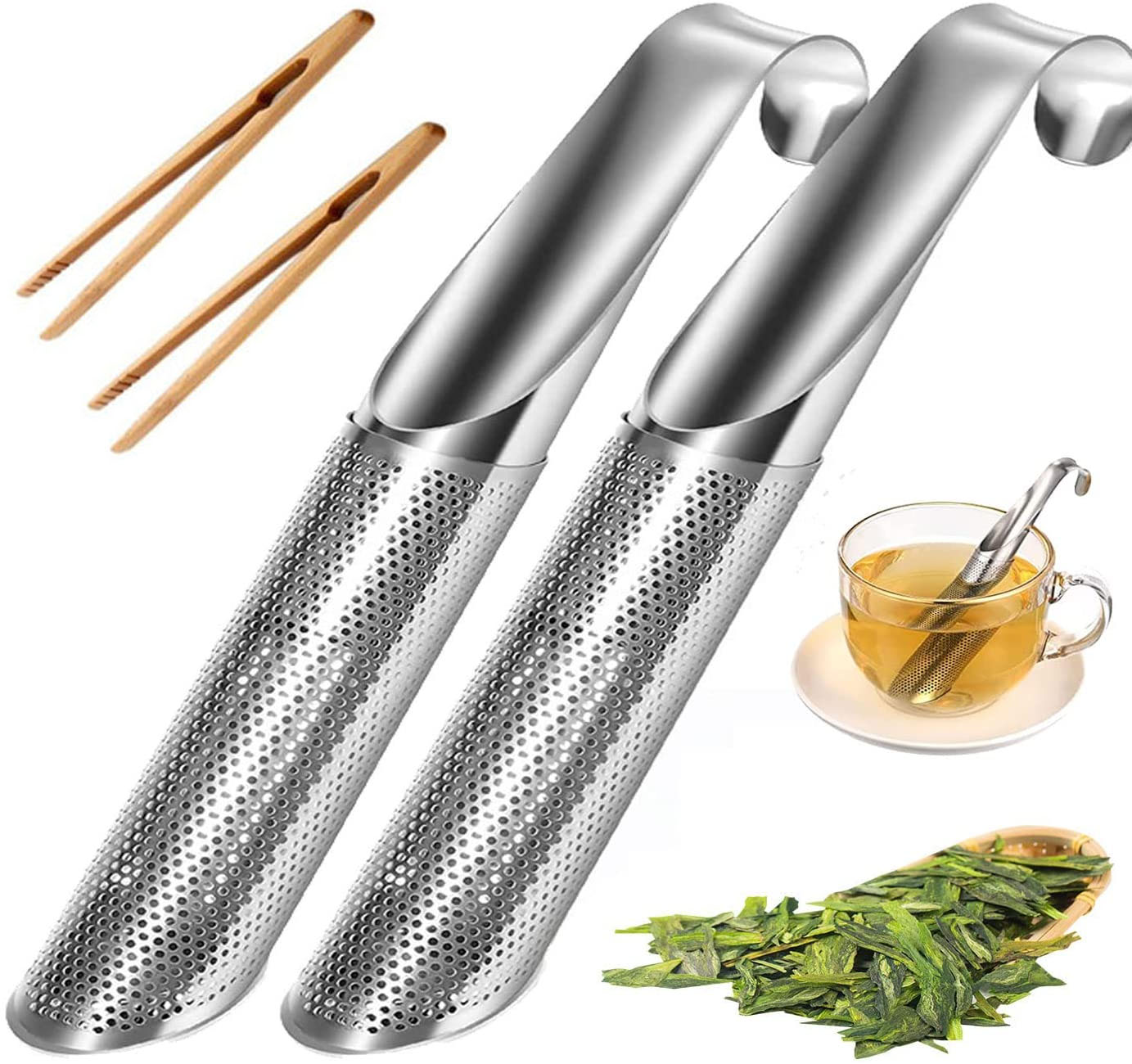 Triani 2pcs Tea Strainer For Loose Tea With Tea Clip Stainless Steel