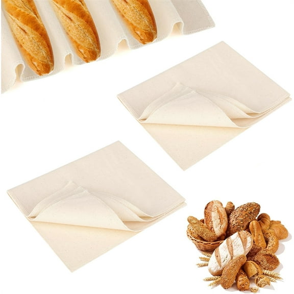 Triani 2Pcs Thick All-Cotton Pastry Proofing Cloth 17*29 Inch Bread Cotton Cloth Baking Tool for Baking Sourdough Flour Sack Towels Proofing Bread Towelfor Dough(Beige)