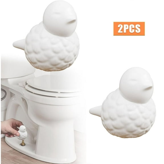 Triani 2Pcs Toilet Bolt Covers Decorative Ceramic Cute Bird Covers Toilet Bolts Animals Bathroom Decor Easy Installation Decorative Porcelain Covers (White)