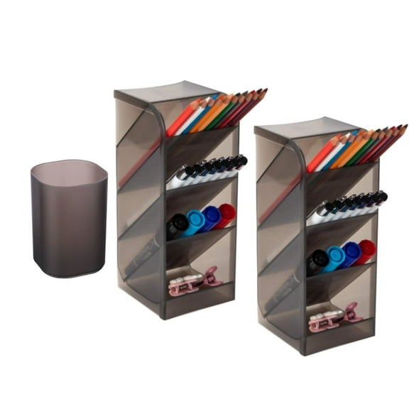 Triani 3 Pcs Big Desk Organizer Durable Strong Pen and Pencil Organizer Holder Cup Makeup Marker Desktop Storage for Office Home Supplies Teacher Black