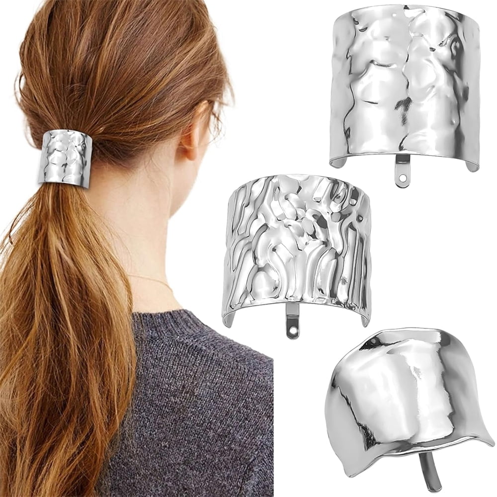 Triani Pcs Ponytail Holder Hair Clips Metal Cuff Hair Ties Lava