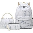 thumbnail image 1 of Triani 3-Piece Backpack Set Water Resistant Bookbag with Lunch Box and Pencil Bag (Marble), 1 of 7