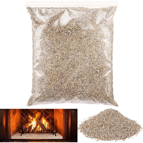Triani 300g Fireplace Vermiculite Granules for Gas Logs Coarse Accessories Vermiculite Granules Fireproof and Heatproof Base Layer Sand for Fire Pit Fireplace