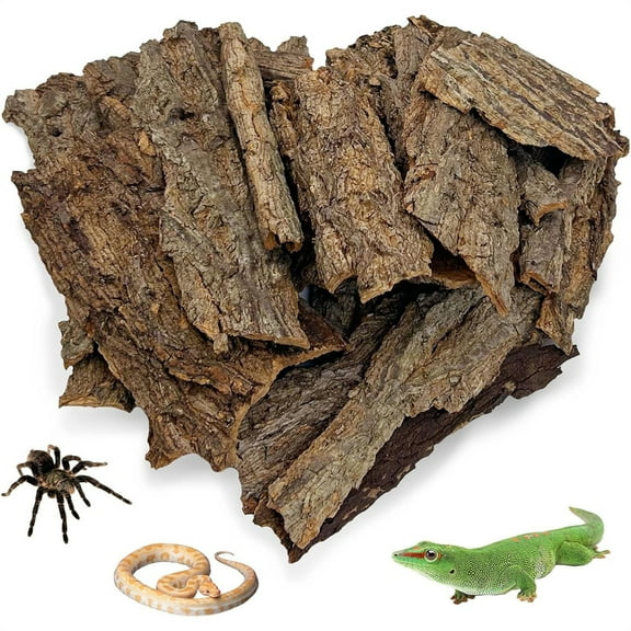 Triani 300g Reptile Bark Bedding Natural Flat Cork Wood Pieces Substrate Tank Supplies Wood Bark Decor Cork Flat Bedding for Snake Spiders Bearded Dragons Hermit Crabs