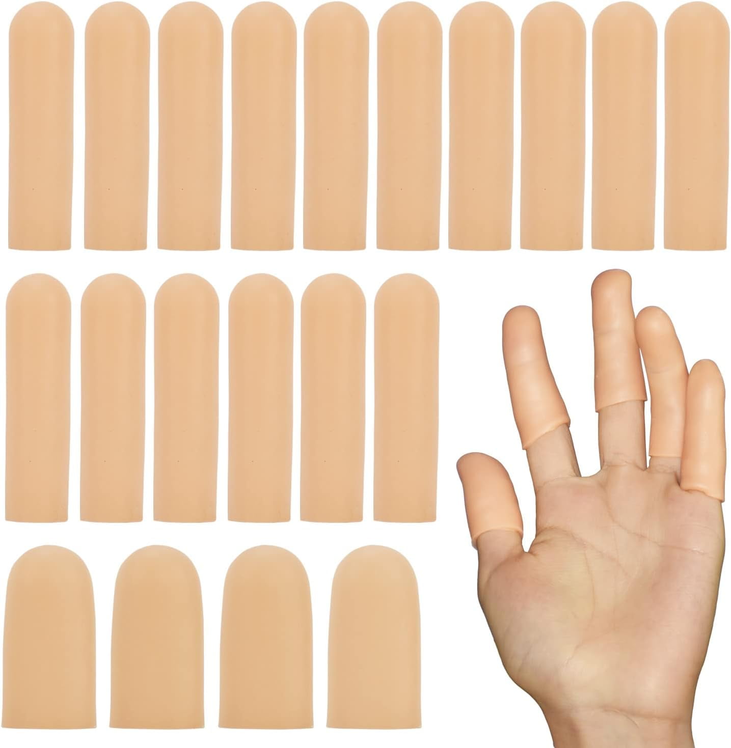 Triani 30Pcs Gel Finger Cots Silicone Finger Protectors Thumb Protector Covers Finger Caps for Dry Skin Crack Slips Hand Eczema Finger Arthritis Fingertip Bandage for Knitting Cuts Beige Walmart