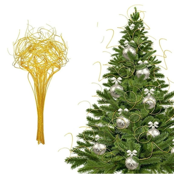Triani 30Pieces Glitter Curly Ting Ting Branches Gold 27.6" Long Artificial Glitter Curly Twigs Christmas Branches Perfect Vase Filler Or Decoration for Weddings Holidays
