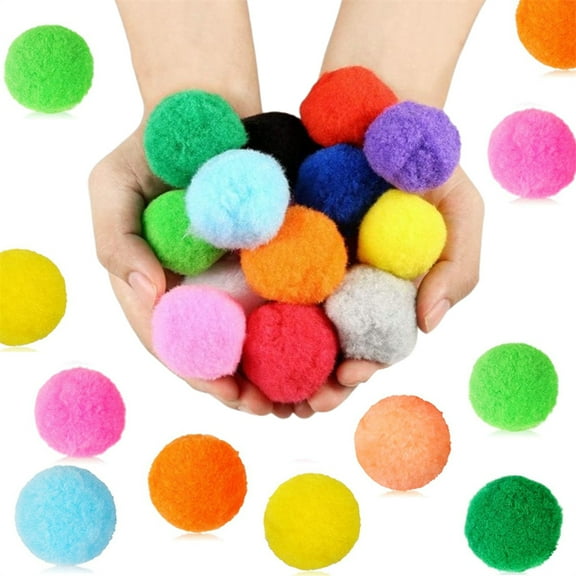 Triani 32Pcs Multicolor Craft Supplies Pompoms Assorted Arts and Crafts 2.08 Inch Colorful Big Puff Balls Bulk Fuzzy Ball for Arts and Christmas Summer Holiday Party
