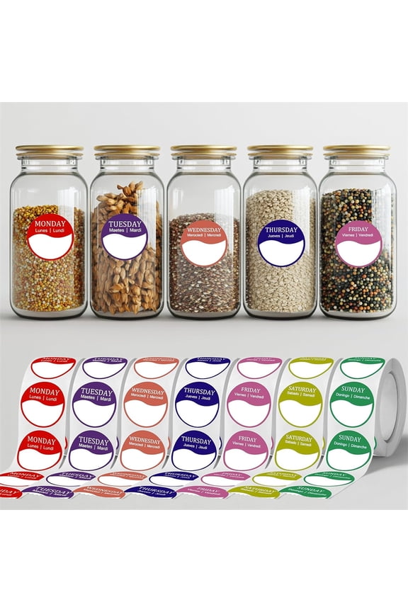 3500Pcs 7 Day of The Week,Monday Friday Food Day Tags Removable Food Storage Labels Stickers for Restaurant Kitchen Day of The Week Stickers