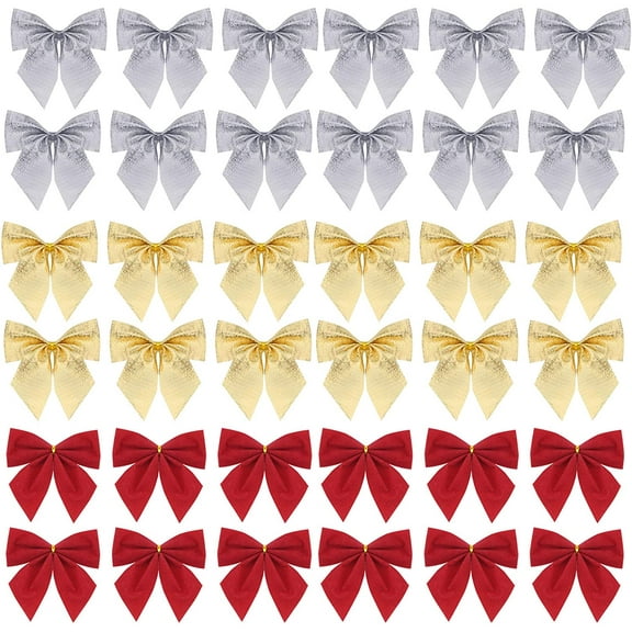 Triani 36 Pieces Christmas Bow Decorations, Wreaths Bows, Mini Christmas Tree Bow, 2in Bow Ties, Xmas Decorative Bows Orname