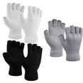 thumbnail image 1 of Triani 3Pair Half Finger Gloves Winter Knit Fingerless Gloves with Long Wrist Cuff Knit Touchscreen Warm Stretchy Mittens Fingerless Gloves for Men and Women(3Color), 1 of 7