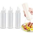 thumbnail image 1 of Triani 3Pcs Food Grade Plastic Squeeze Condiment Bottles 8oz Empty Ketchup and Mustard Squirt Bottles Plastic Dressing Squirt Bottles with Cap Lids for Kitchen, 1 of 7