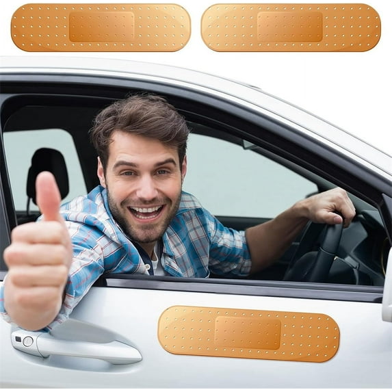 Triani 3Pcs Funny Bandage Decal 10*2.6 Inch Band-Aid Shape Large Vinyl Sticker Car Decoration Accessories Outdoor Waterproof Decal for Bumper Trunk Door Window(Skin Color)