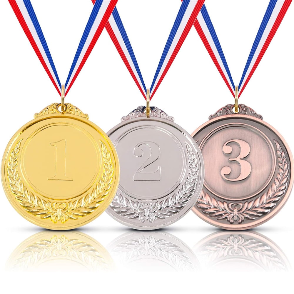 Triani 3Pcs Metal Winner Gold Silver Bronze Award Medals with Ribbon ...