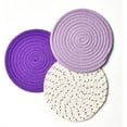 thumbnail image 1 of Triani 3Pcs Trivets for Hot Dishes 7 InchHeat Resistant Pot Holders Kitchen Counter Pot Holders for Kitchen Handmade Cotton Woven Trivets Set(Purple), 1 of 7