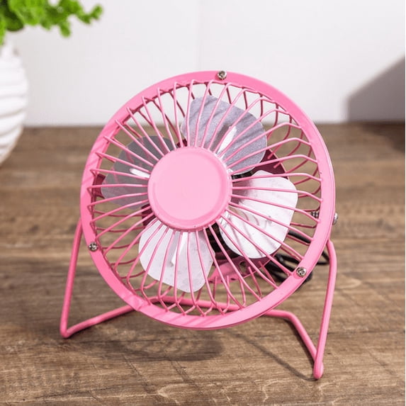 Triani 4 Inch Small USB Desk Fan, Mini Quiet Fan with Metal Construction & Strong Airflow & 180°Adjustable Tilt Angle, Personal Cooling Fan for Desktop Office (Pink)