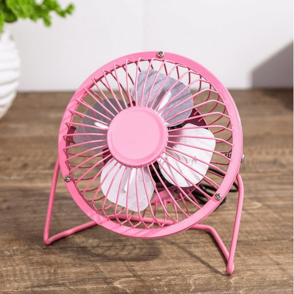 Triani 4 Inch Small USB Desk Fan, Mini Quiet Fan with Metal Construction & Strong Airflow & 180°Adjustable Tilt Angle, Personal Cooling Fan for Desktop Office (Pink)