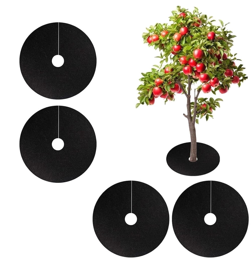 Mulck Rings Triani 4 Pack Non-Woven Tree Mulch Ring Round Weed Barrier Mat 24.4 ...