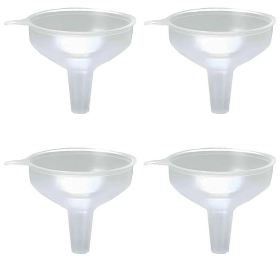 Triani 4 Pcs Small Plastic Funnel for Filling Small Bottles Kitchen Use Plastic Funnels Food Grade Funnels Liquid Transfer Funnel for Cosmetics(1.97*2.17 inch)