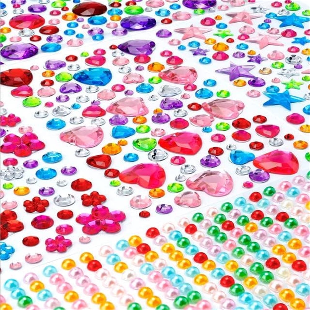 Small Red Rhinestone Stickers Triani 4 Sheets Small Rhinestone Gem Stickers Star Heart Round Small ...