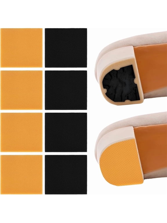 4Pairs High Heels Patch Rubber Boot Heel Replacement Rubber Sole Protectors for High Heels Boots Square Tread Pad for Women(Yellwo+Black)
