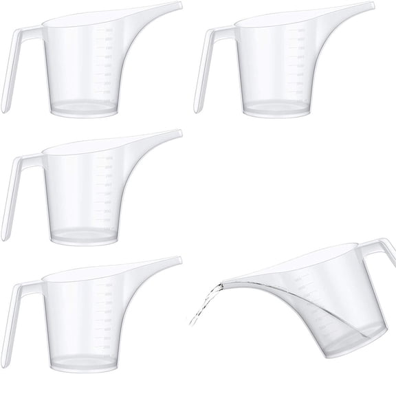 Triani 4Pcs Measuring Funnel Pitcher with Long Spout for Filling Muffin Pan 4 Cups/34 Ounces/1000 ml Large Capacity Easy Pour Cup for Bakeware Mold Cake Making Oil
