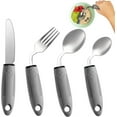 thumbnail image 1 of Triani 4Pcs Adaptive Utensils Set Non-Slip Handles 42° Angled Parkinsons Utensils Adaptive Cutterly Built Up Bendable Fork Teaspoon Tablespoon and Knife(Left-Handed), 1 of 7