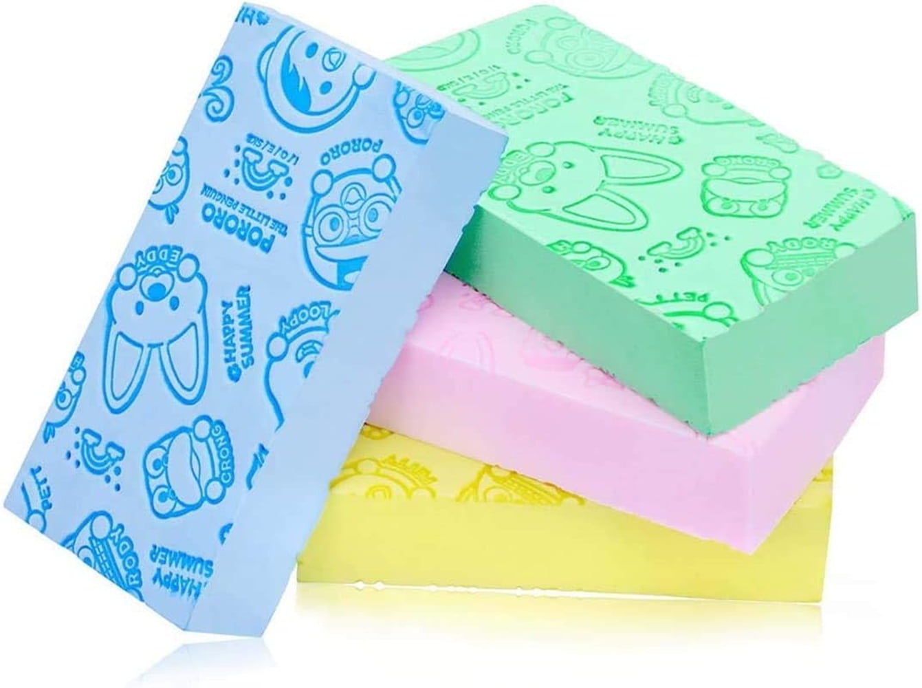 Triani 4Pcs Exfoliating Bath Sponge, Asian Bath Sponge for Shower, Korean Moisturizer and ...