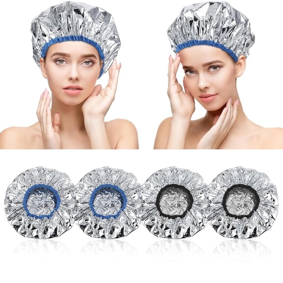 Triani 4Pcs Heat Cap For Deep Conditioning Hair Cap Reusable Heat Cap for Deep Conditioning Shower Caps with Elastic Band for Hair Dye Cap for Home and Salon Use