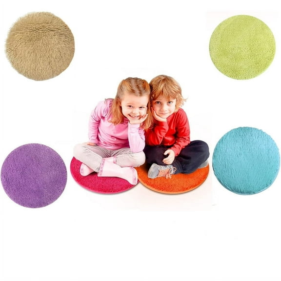 Triani 4Pcs Kids Carpet Circle Seats 15.75" Soft Colorful Educational Classroom Rug for Home School Classroom Story Time Group Activity Spot Marker Play Areas(Multi-Color)