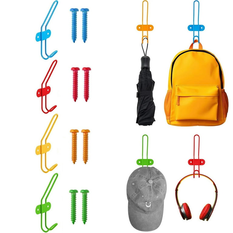 Triani 4Pcs Kids Wall Coat Hooks Coat Hooks Colorful Wall Mounted