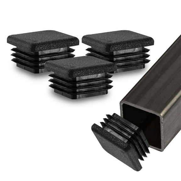 Triani 4Pcs Square Plastic Plugs Black Tubing End Caps 1x1 Inch Tube End Caps Fence Post Pipe Cap Cover for Metal Tubing Chair Leg Inserts for Metal Legs(Black)