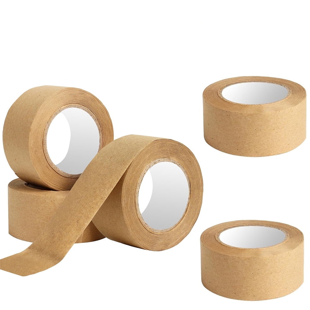 Triani 5 Rolls Self Adhesive Kraft Paper Tape 1.97 inch x 55 Yard Brown Shipping Tape Cardboard Tape for Heavy Duty Packing and Carton Sealing