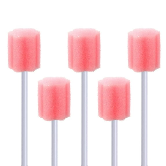 Triani 50Pcs Disposable Mouth Swabs Sponge, Mouth Swabs,Sponge Swab Disposable Medical Sponge Stick Tooth Mouth Cleaning Oral Care Tool (Pink)