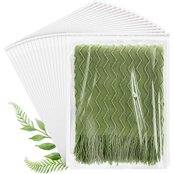 Triani 50Pcs Resealable Clear Poly Bags for Clothes 14x20 Inch Self Seal & Reinforced Cellophane Bags for Packaging