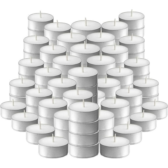 Triani 50Pcs Tealight Candles - 2 Hour Long time Burning-White Votive Smokeless European Tea Light Unscented Candles for Shabbat, Weddings, Christmas,Home Decorative,Pool& Emergencies