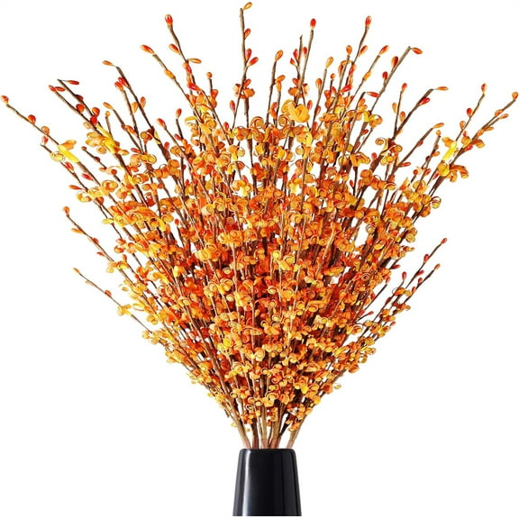 Triani 5Pcs Jasmine Flowers Long Stem 29.5 Inch Artificial Flowers Faux Jasmine Fake Flower Pussy Willow Branches Stems for Home Wedding Party Thanksgiving Table Centerpiece