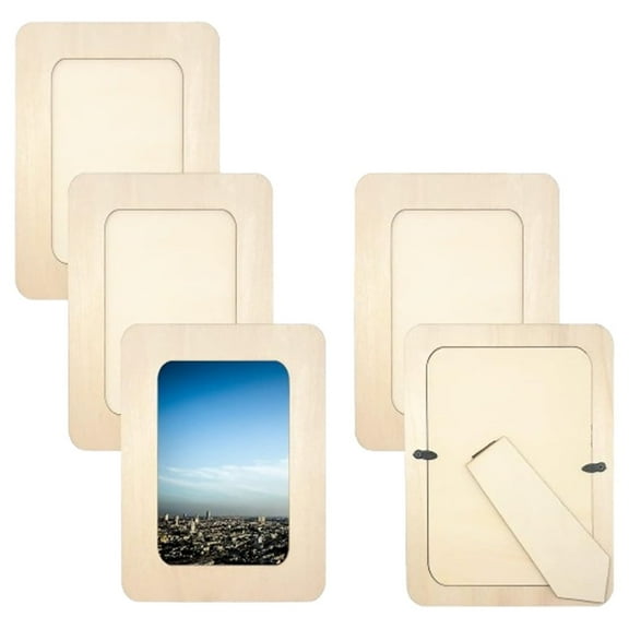 Triani 5Pcs Unfinished Wooden Picture Frames 4" x 6" DIY Wood Picture Frames Crafts Wood Decorate for Halloween Thanksgiving Christmas Wedding Birthday