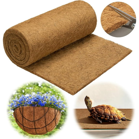 Triani 6.56Ft Coco Plant Liner Sheet Natural Coconut Fiber Replacement Liners 11.81" Wide Coconut Coir Liner Sheets Mats for Hanging Basket