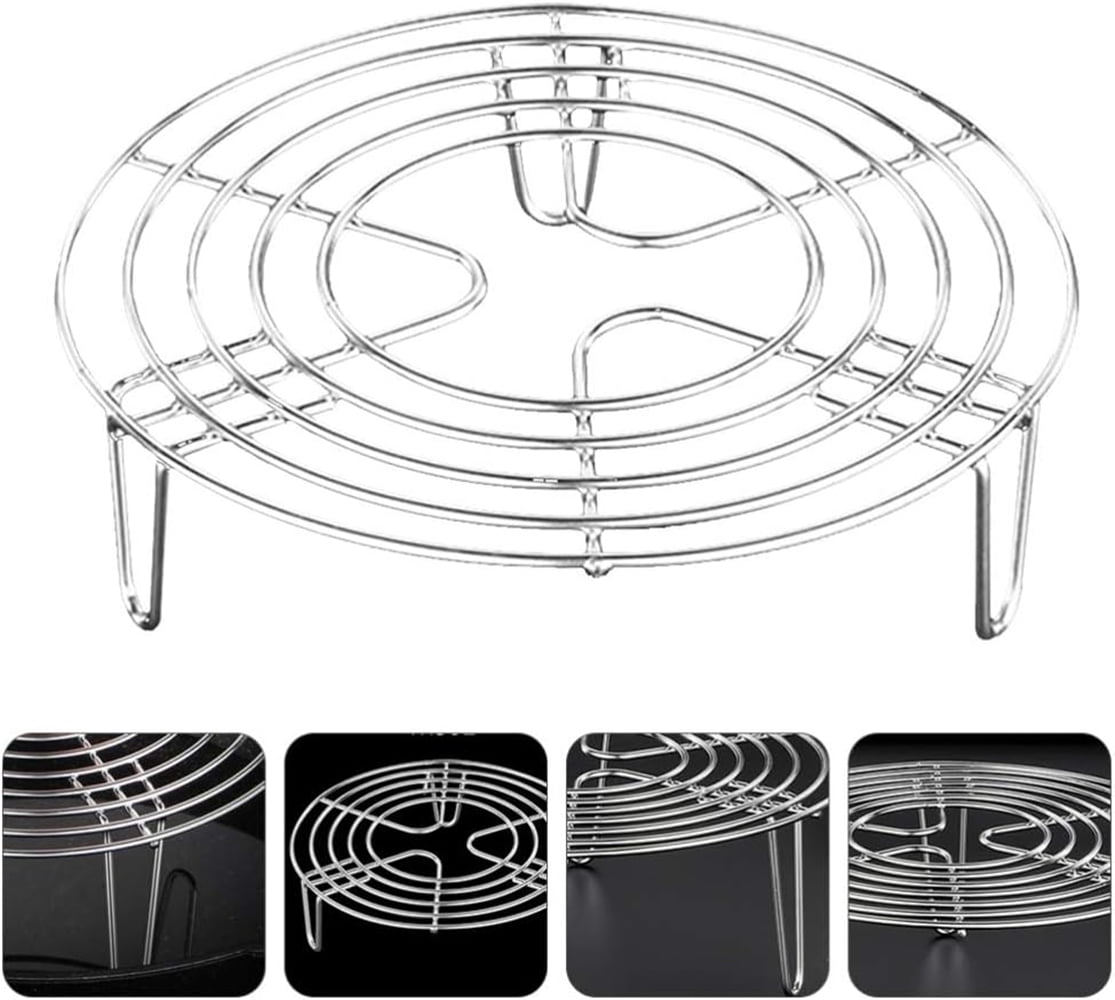 Triani 6 inch Stainless Steel Insert Rack , Silver Cooking Stand Steamer Insert Cake Rack Round